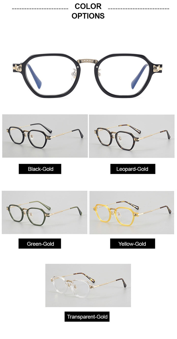 Chashma Ochki Unisex Full Rim Poygon Titanium Acetate Eyeglasses 361009.