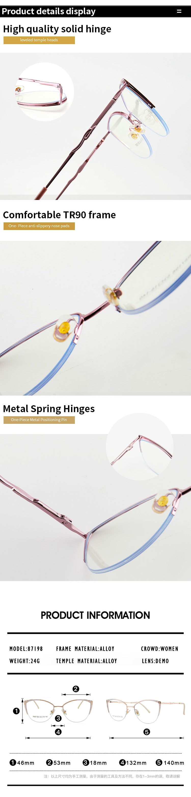 Kansept Womens Semi Rim Cat Eye Alloy Frames — view 2 | Kansept at FuzWeb