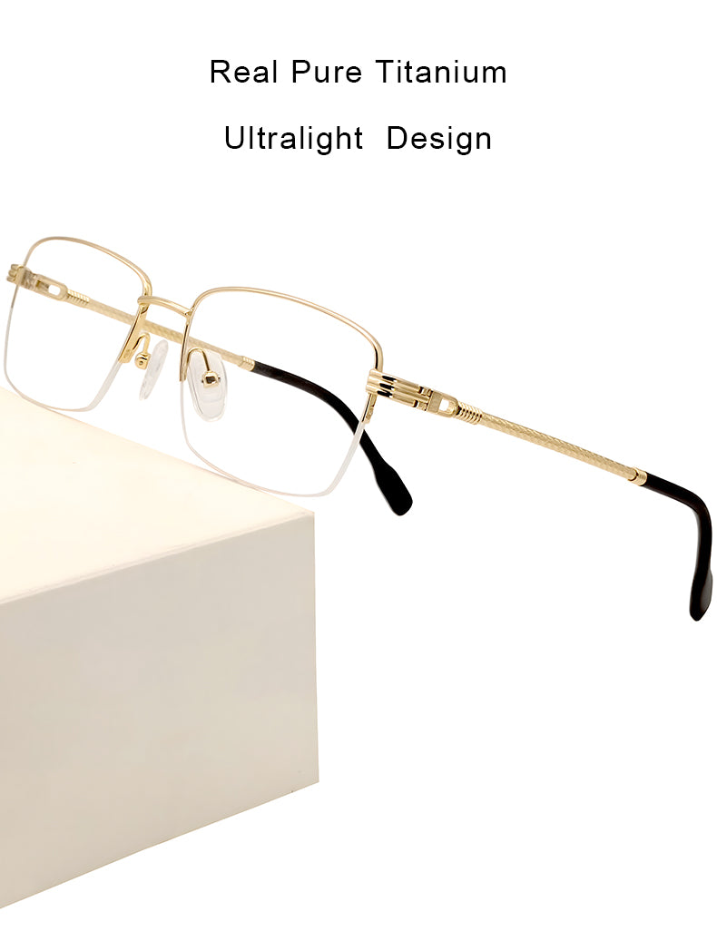 Krasivyy Unisex Semi Rim Square Titanium Eyeglasses 425031 — view 2 | Krasivyy at FuzWeb