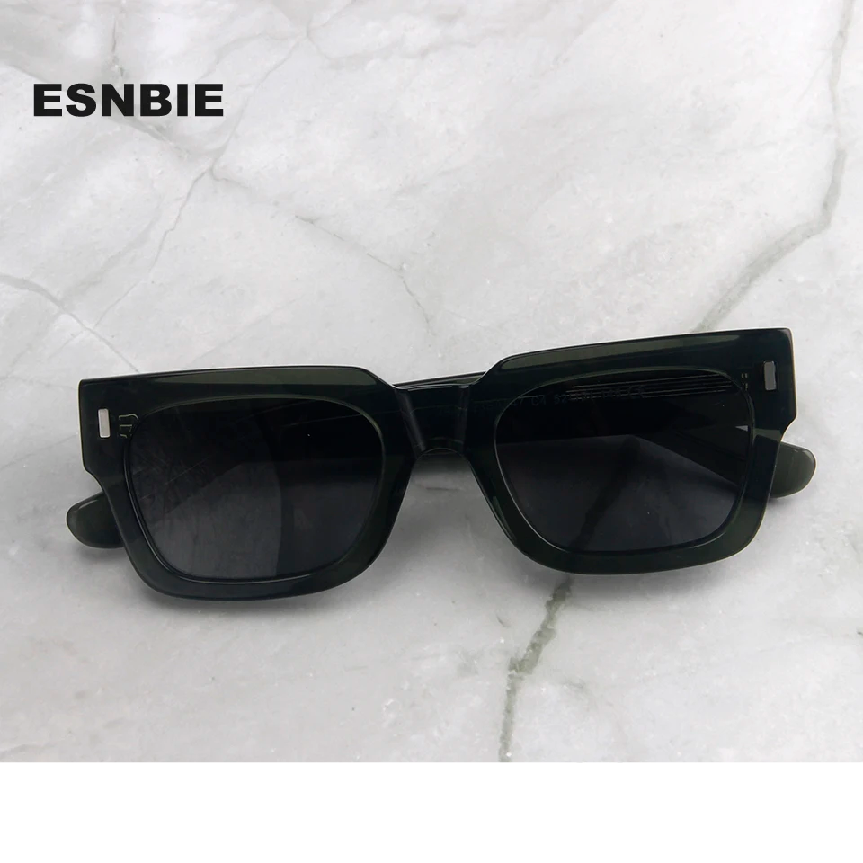 Esnbie Unisex Full Rim Flat Top Square Acetate Sunglasses  230471
