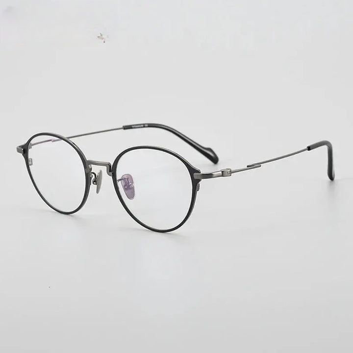 Chashma Ochki Unisex Full Rim Round Titanium Eyeglasses 360046.