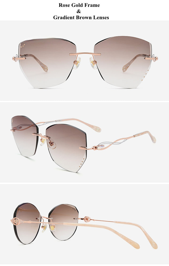 Chashma Womens Rimless Polygon Titanium Sunglasses 1750 — view 6 | Chashma at FuzWeb