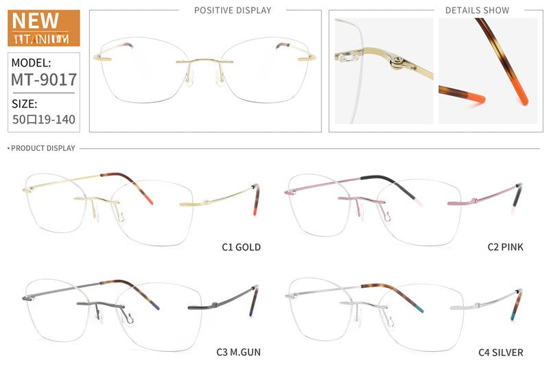 Chashma Ottica Unisex Rimless Rounded Square Titanium Eyeglasses 9017.