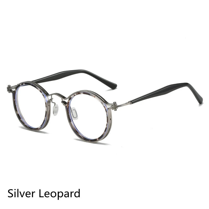 Kocolior Unisex Full Rim Round Alloy Acetate Hyperopic Reading Glasses 2203.