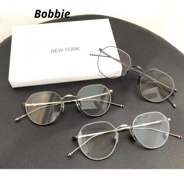 Bobbie Unisex Full Rim Flat Top Polygon Titanium Eyeglasses 612914