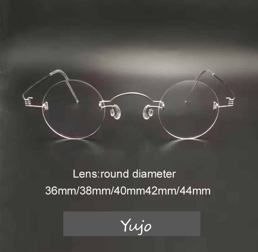 Yujo Unisex Rimless Round Stainless Steel Reading Glasses 40145 Reading Glasses Yujo