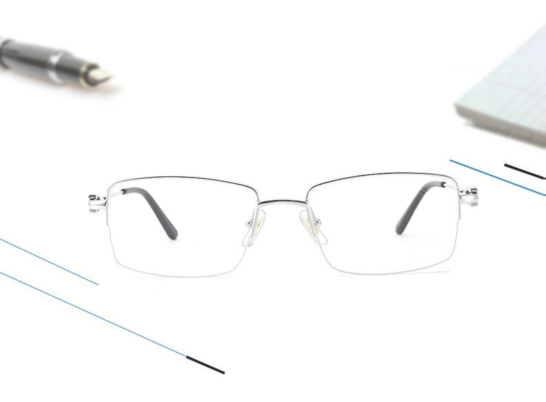 Chashma Ochki Mens Semi Rim Square Titanium Eyeglasses 310319 — view 1 | Chashma Ochki at FuzWeb