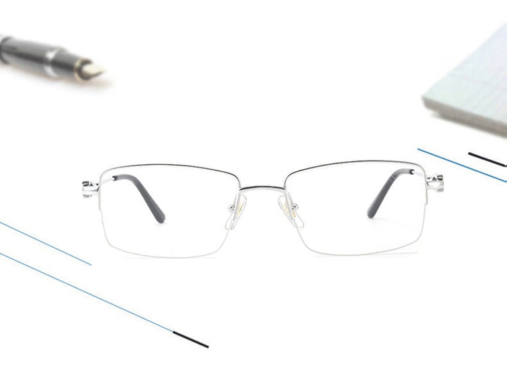 Chashma Ochki Mens Semi Rim Square Titanium Eyeglasses 310319 — view 1 | Chashma Ochki at FuzWeb
