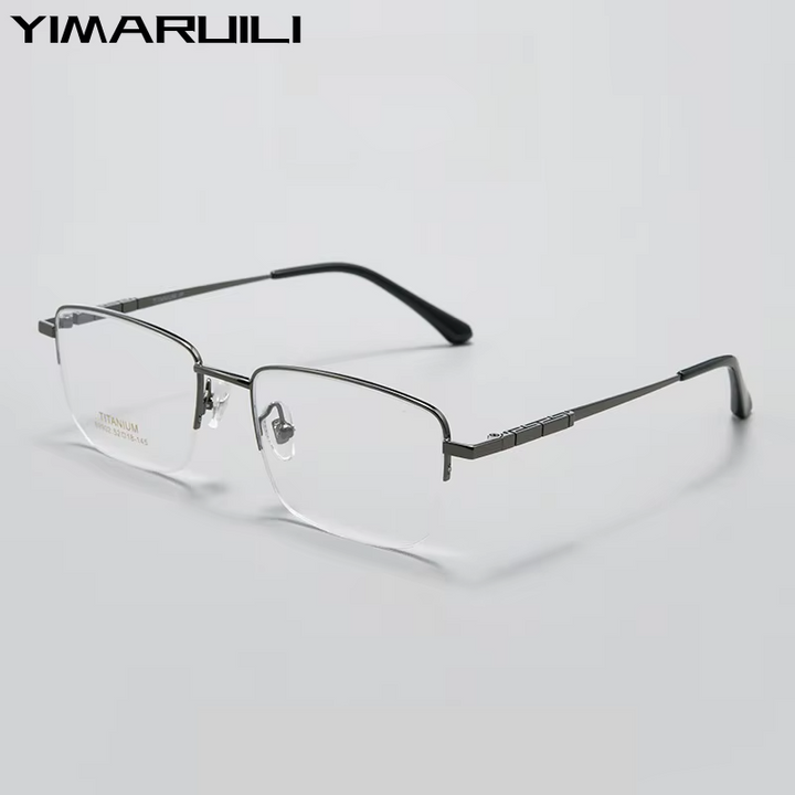 Yimaruili Women's Semi Rim Square Titanium Eyeglasses 69902 Semi Rim Yimaruili Eyeglasses