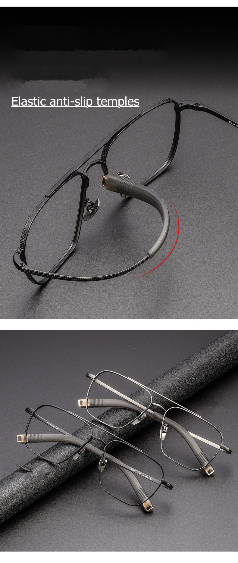 Aimee Unisex Full Rim Big Square Double Bridge Titanium Eyeglasses 5816.