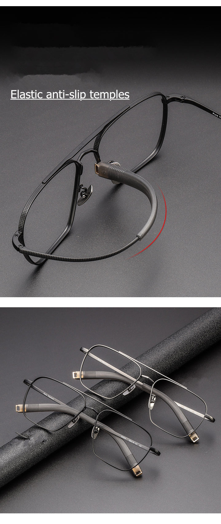 Aimee Unisex Full Rim Big Square Double Bridge Titanium Eyeglasses 5816.