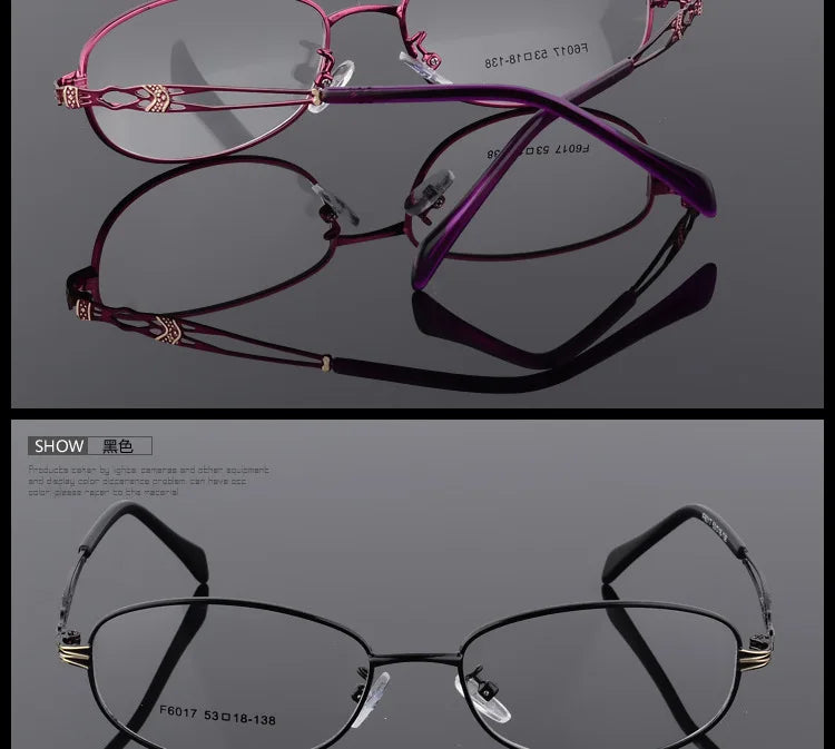 Womens Oval Full Rim Eyeglasses Alloy Frames F6017 — view 12 | Bclear at FuzWeb