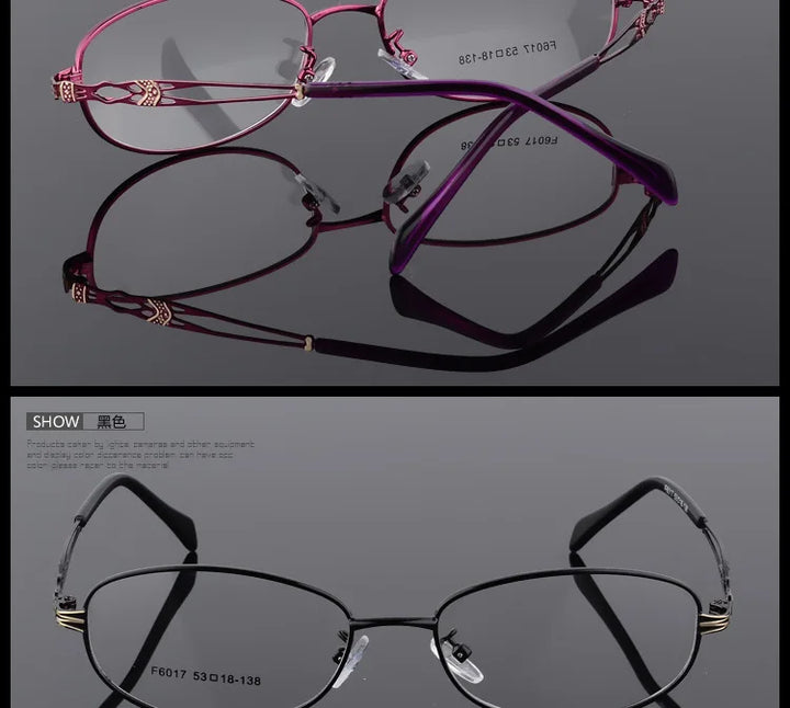 Womens Oval Full Rim Eyeglasses Alloy Frames F6017 — view 12 | Bclear at FuzWeb