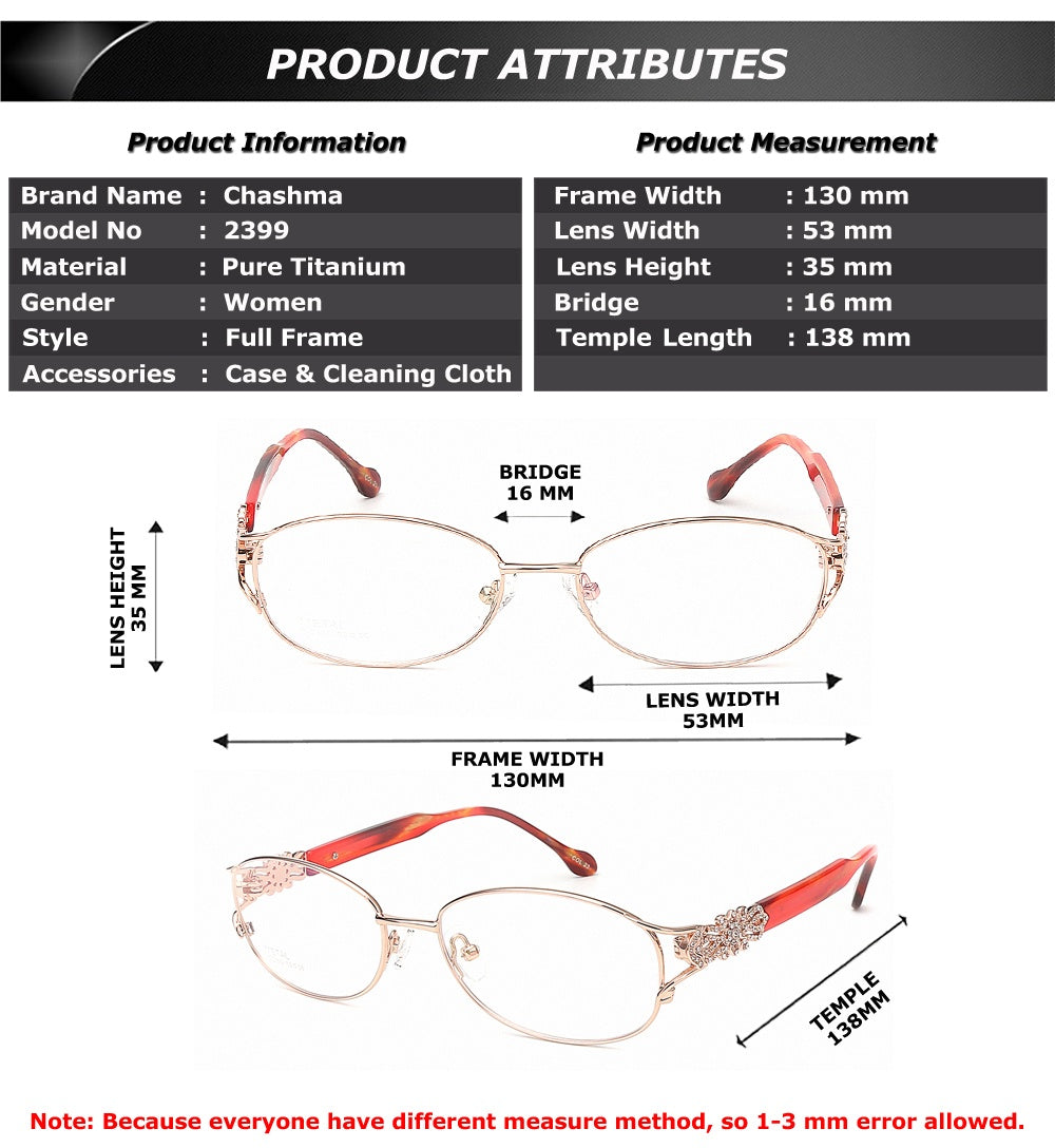 Chashma Ottica Women's Full Rim Oval Titanium Eyeglasses 2399.
