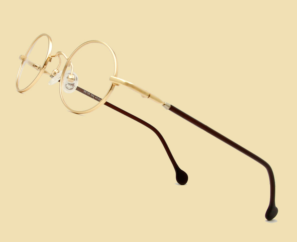 Esnbie Unisex Full Rim Small Oval Alloy Acetate Eyeglasses 18108 — view 3 | Esnbie at FuzWeb