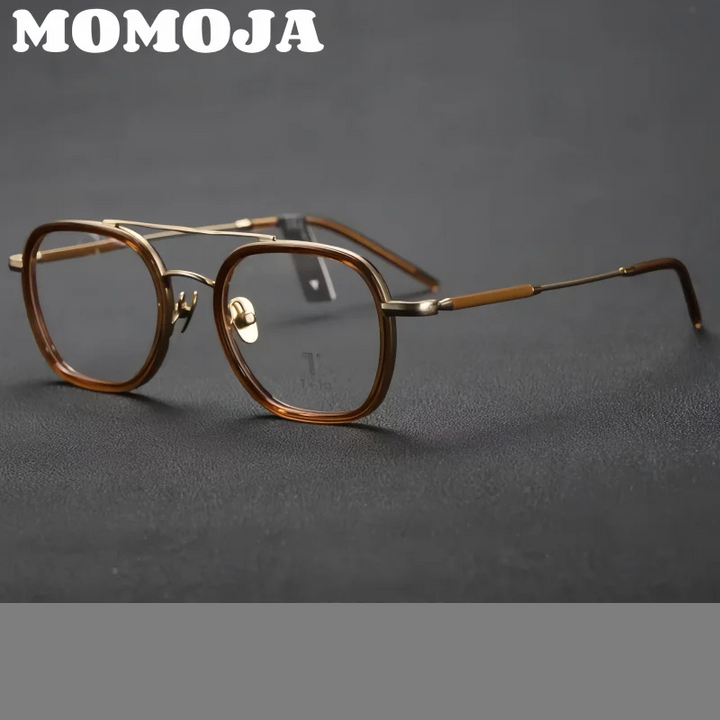Momoja Women's Full Rim Square Double Bridge Titanium Eyeglasses 722108