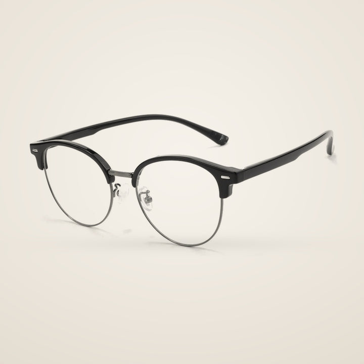 Bclear Unisex Half Rim Round TR90 Alloy Eyeglasses R6061ZF — view 4 | Bclear at FuzWeb