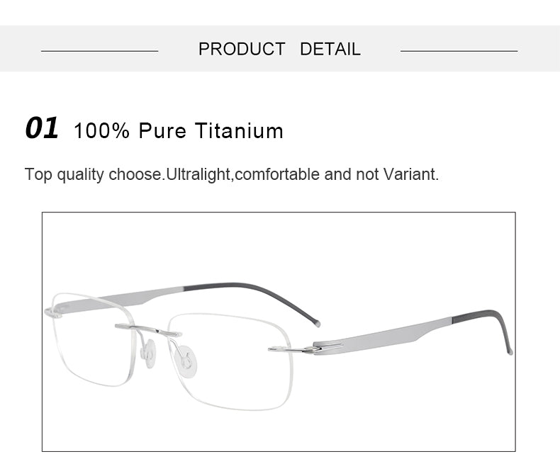 Krasivyy Unisex Rimless Square Screwless Titanium Eyeglasses 316029.