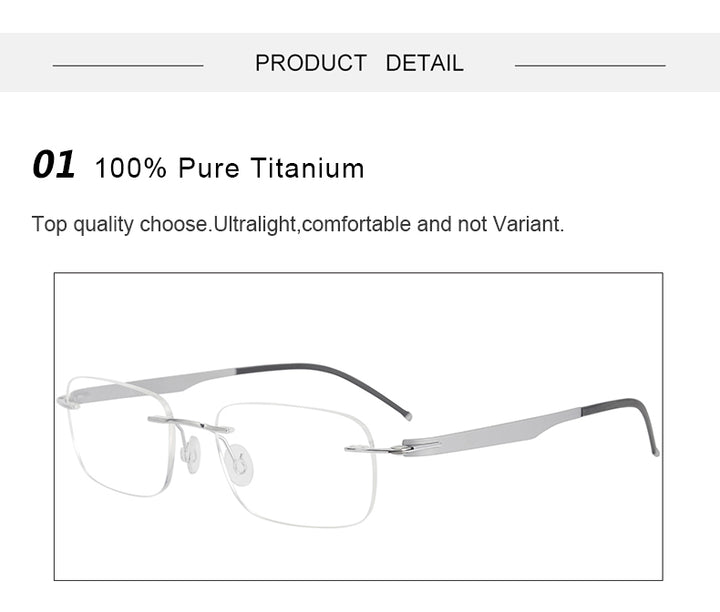 Krasivyy Unisex Rimless Square Screwless Titanium Eyeglasses 316029.