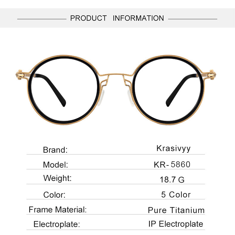 Krasivyy Mens Full Rim Round Acetate Titanium Eyeglasses 55860 — view 1 | Krasivyy at FuzWeb