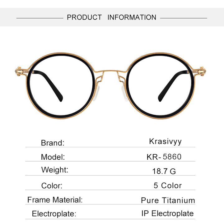Krasivyy Mens Full Rim Round Acetate Titanium Eyeglasses 55860 — view 1 | Krasivyy at FuzWeb