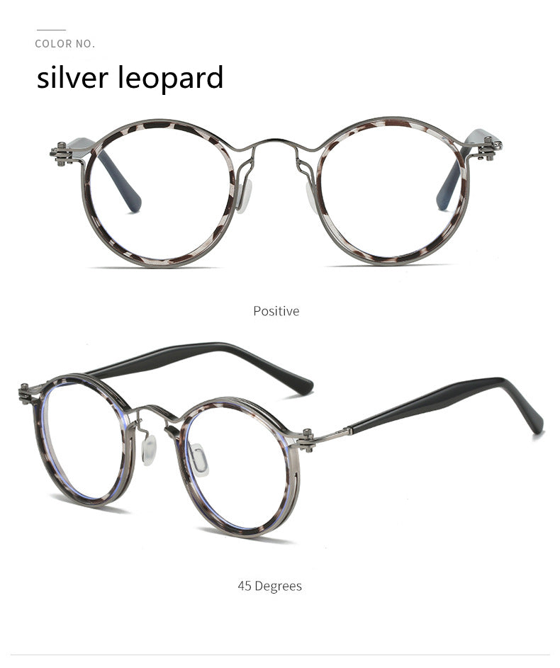 Kocolior Unisex Full Rim Round Alloy Acetate Hyperopic Reading Glasses 2203.