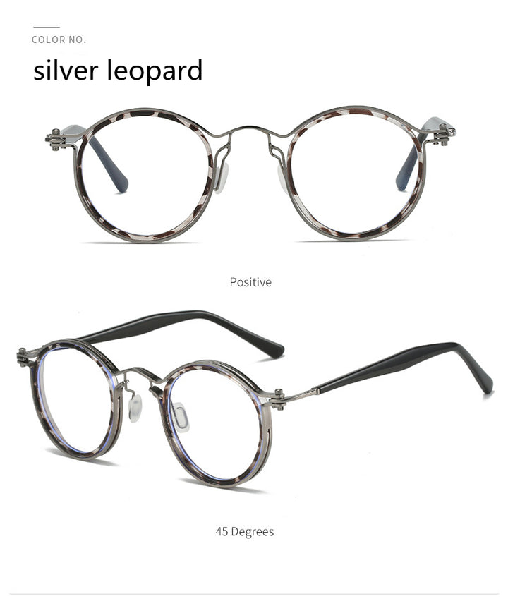 Kocolior Unisex Full Rim Round Alloy Acetate Hyperopic Reading Glasses 2203.