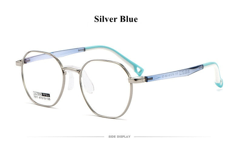Chashma Ottica Unisex Youth Full Rim Polygon Titanium Eyeglasses 777511 FuzWeb