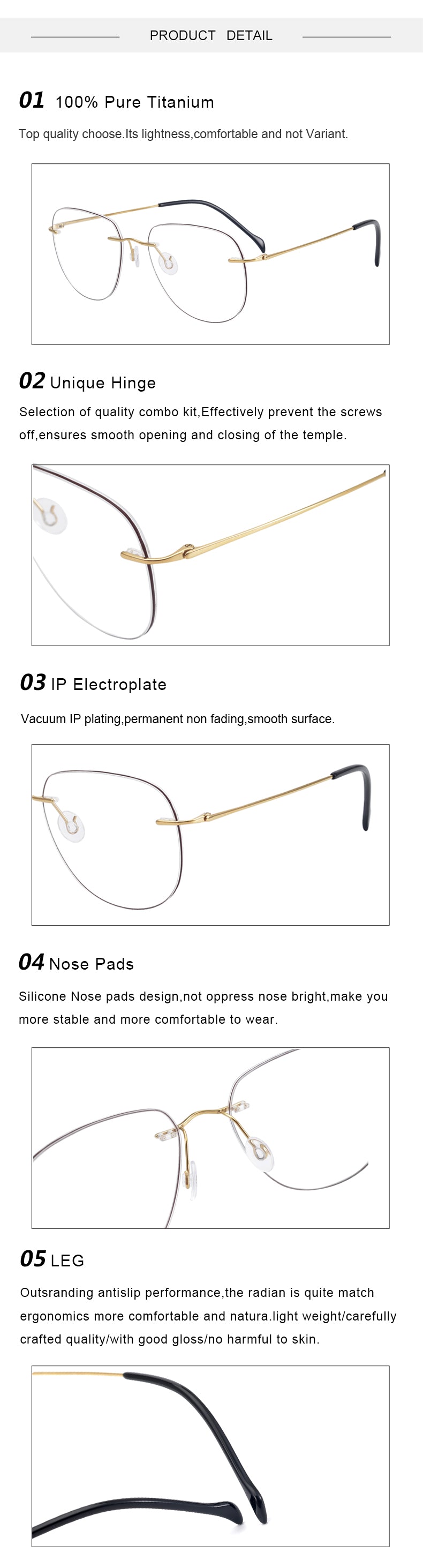 Krasivyy Womens Rimless Flat Top Oval Titanium Eyeglasses 316007 — view 2 | Krasivyy at FuzWeb