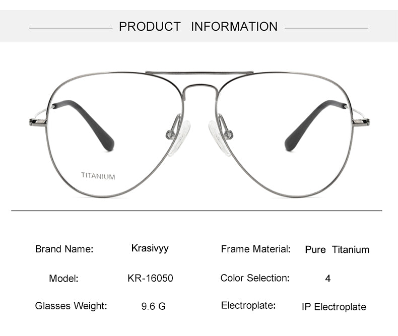 Krasivyy Unisex Full Rim Oval Double Bridge Titanium Eyeglasses 716050 — view 1 | Krasivyy at FuzWeb