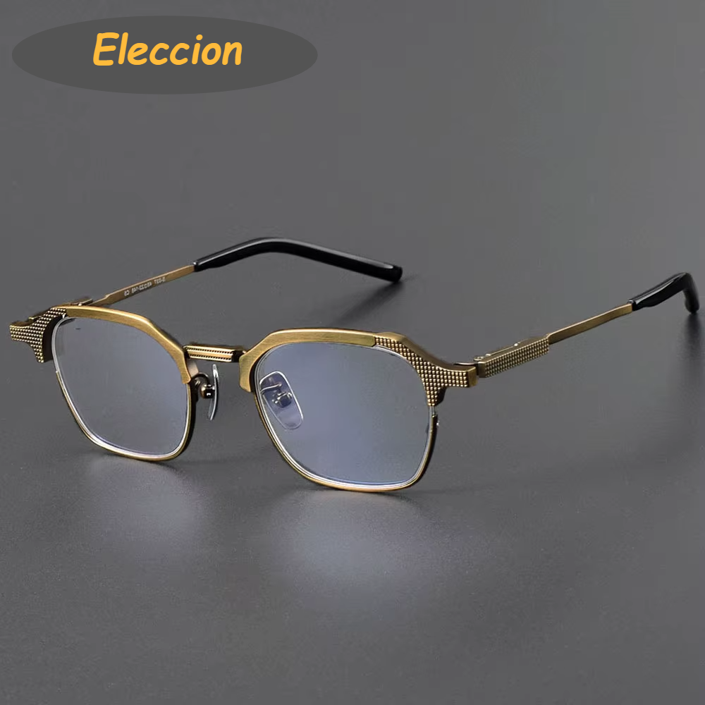 Eleccion Men's Full Rim Square Titanium Eyeglasses 94204 Full Rim Eleccion Bronze