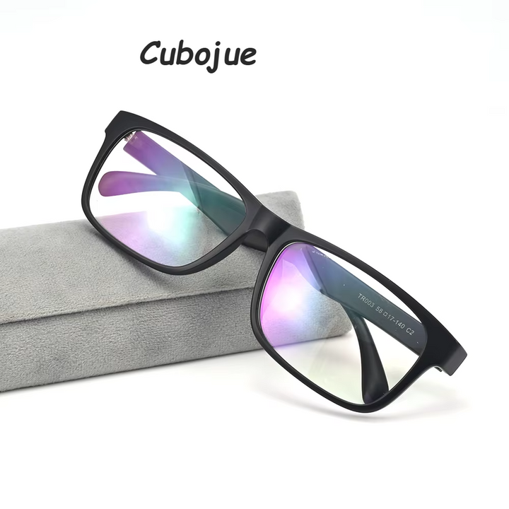 Cubojue Unisex Full Rim Big Square Tr 90 Titanium Reading Glasses 51507 Reading Glasses Cubojue