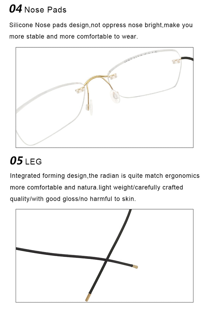 Krasivyy Unisex Rimless Oval Titanium Eyeglasses 1615.