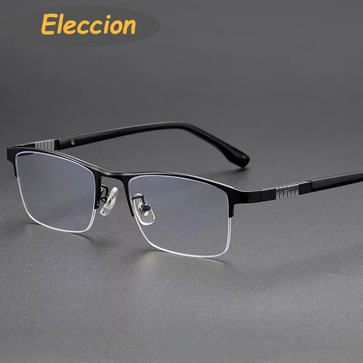 Eleccion Men's Semi Rim Square Titanium Eyeglasses 75006 Semi Rim Brightzone