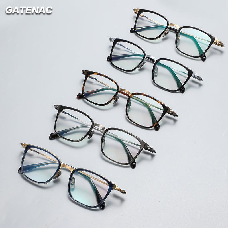 Gatenac Unisex Full Rim Big Square Titanium Acetate Photochromic Reading Glasses 280057 — view 2 | Gatenac at FuzWeb