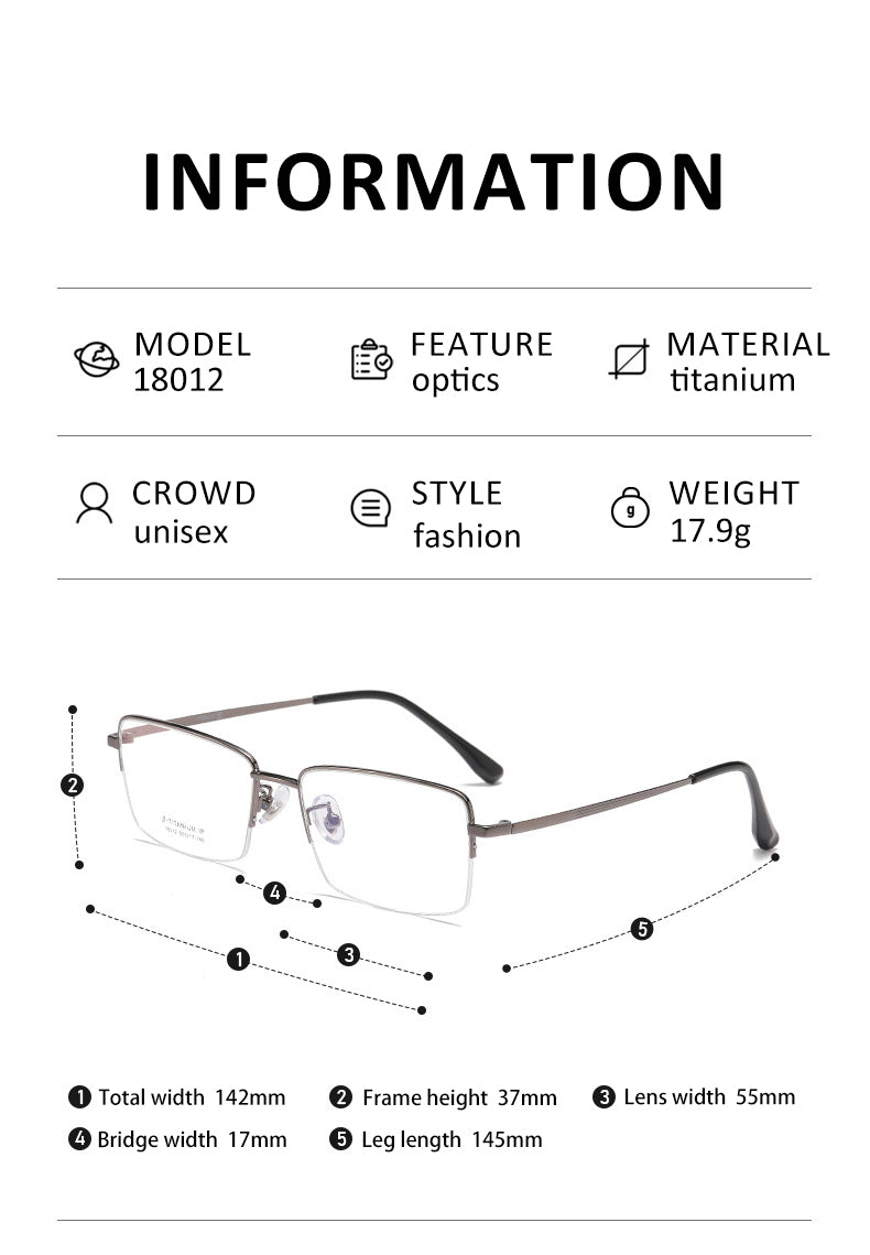 Vicky Unisex Semi Rim Square Titanium Reading Glasses 18012.