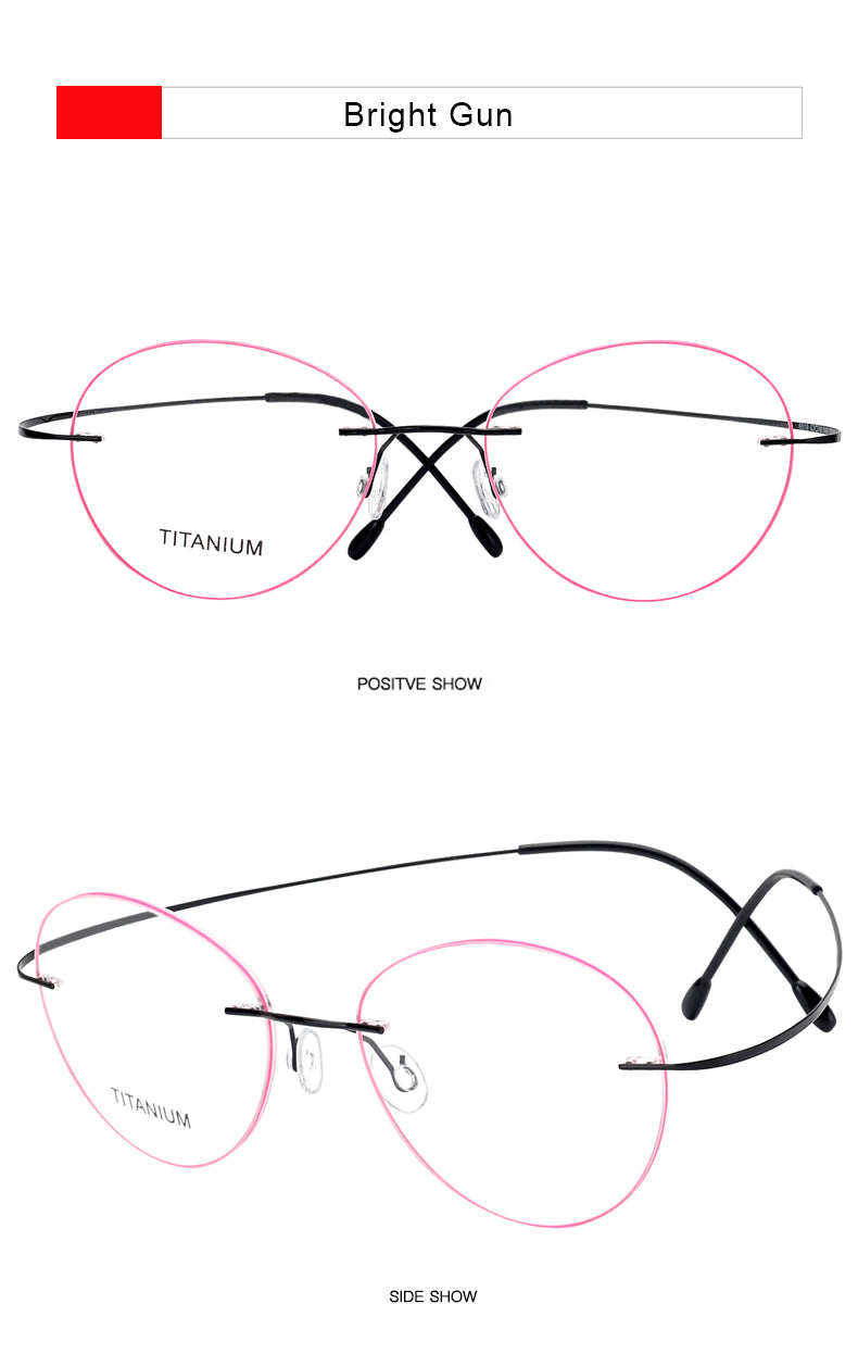 Krasivyy Unisex Rimless Oval Round Titanium Eyeglasses 36019.