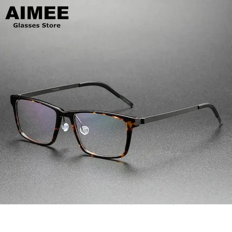 Aimee Unisex Full Rim Square Acetate Titanium Eyeglasses 481819 FuzWeb