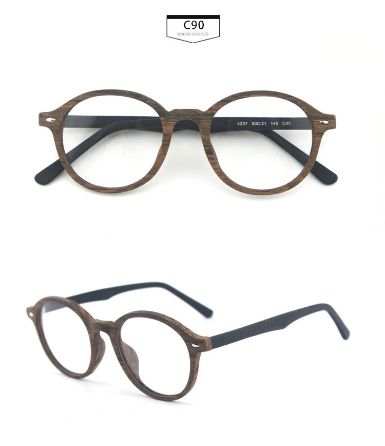 Hdcrafter Unisex Full Rim Round Oval Wood Metal Frame Eyeglasses 4237.