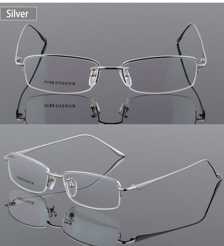 Unisex Titanium Half Rim Eyeglasses Round Box Frame 8272 — view 7 | Bclear at FuzWeb