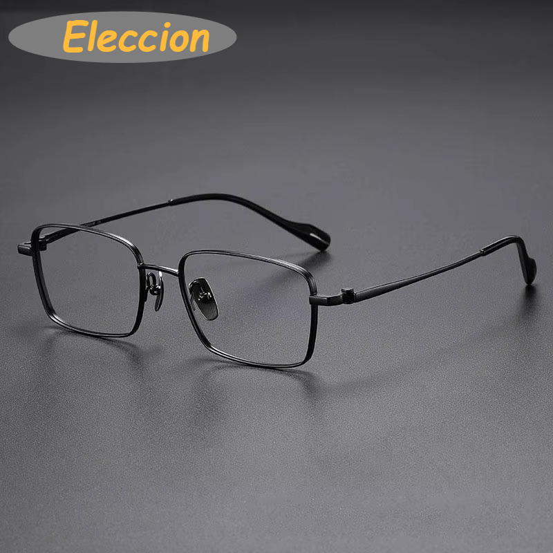 Eleccion Unisex Full Rim Square Titanium Eyeglasses 481015 Full Rim Eleccion Black