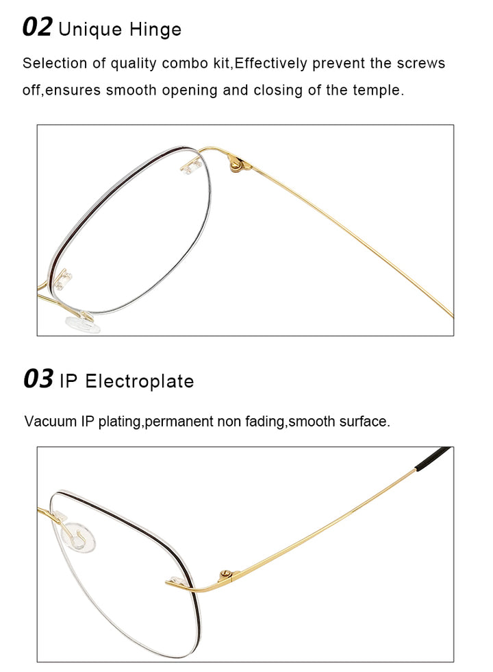 Krasivyy Unisex Rimless Oval Titanium Eyeglasses Kr05.