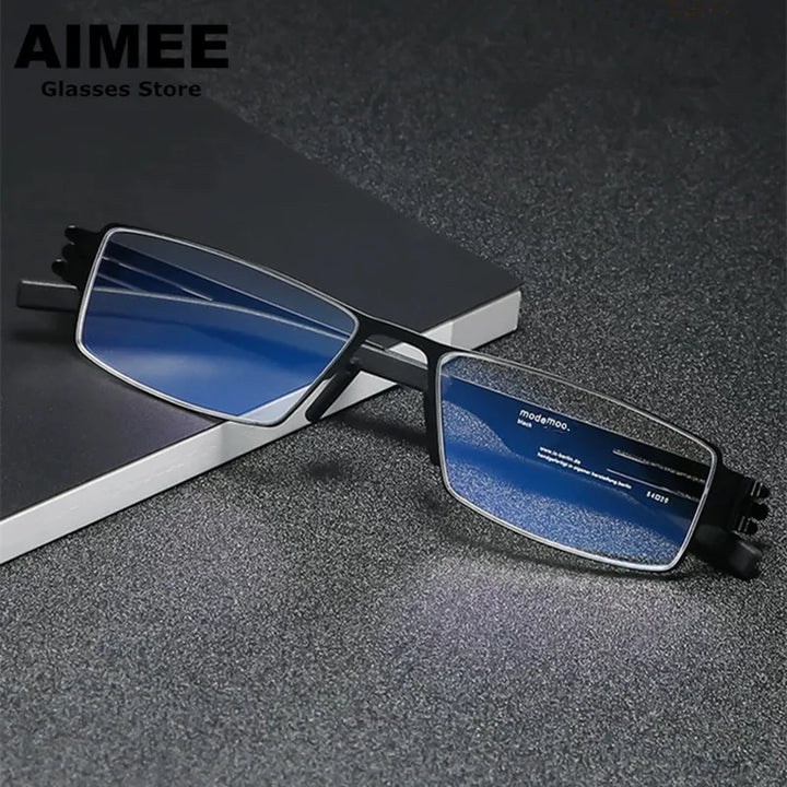 Aimee Womens Full Rim Square Screwless Steel Eyeglasses 91134 — view 1 | Aimee at FuzWeb