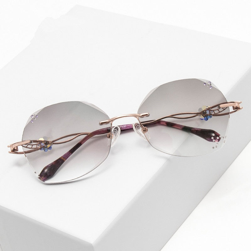 Chashma Womens Rimless Oval Butterfly Titanium Eyeglasses 881007 — view 2 | Chashma at FuzWeb