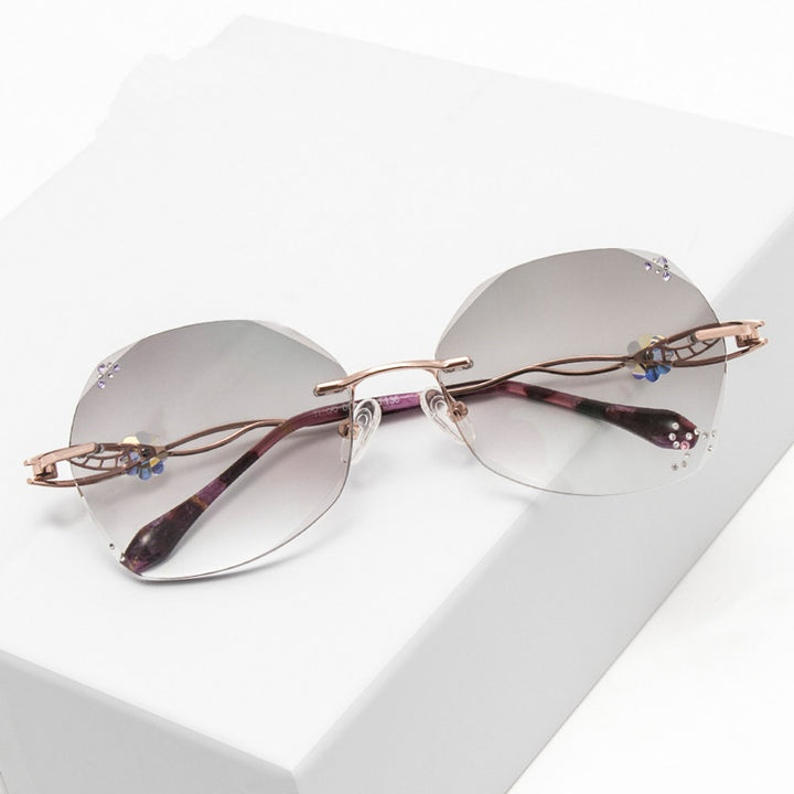 Chashma Womens Rimless Oval Butterfly Titanium Eyeglasses 881007 — view 2 | Chashma at FuzWeb