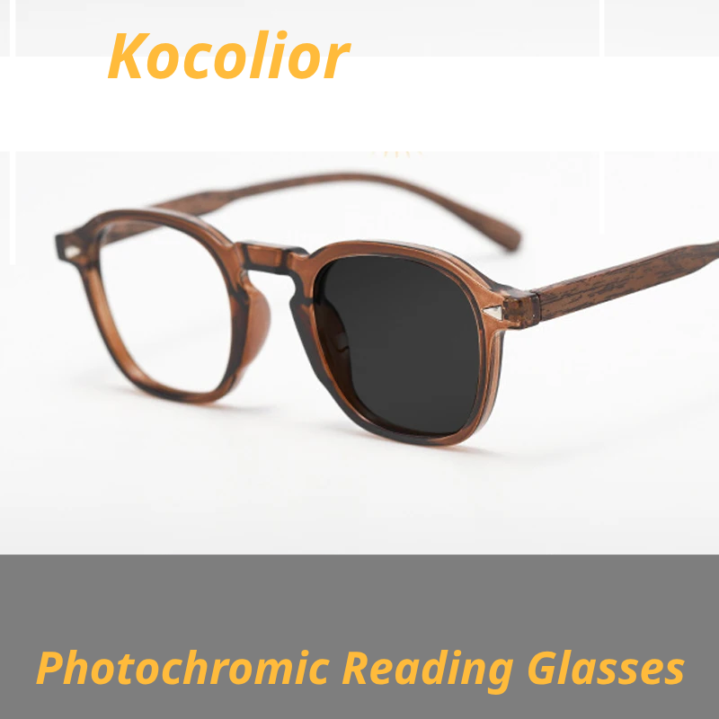 Kocolior Unisex Full Rim Square Tr 90 Alloy Photochromic Reading Glasses 75261