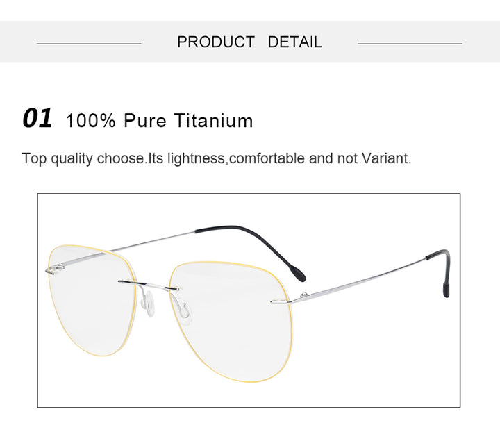 Krasivyy Unisex Rimless Oval Titanium Eyeglasses Kr05 — view 5 | Krasivyy at FuzWeb