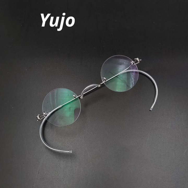 Yujo Unisex Rimless Round Screwless Steel Eyeglasses 384042