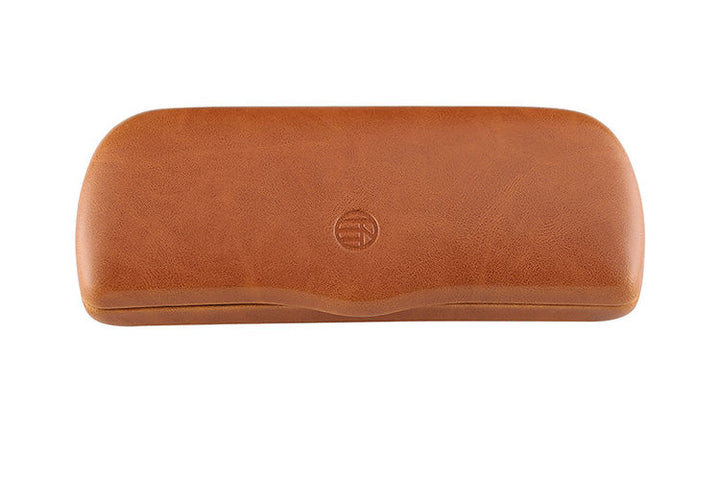 Cubojue Unisex Brown Hard Leather Eyeglass Case C008 — view 6 | Cubojue Case at FuzWeb