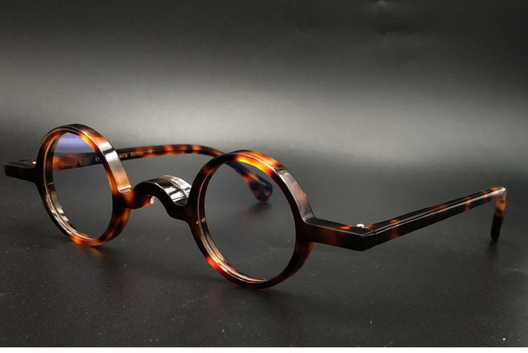 Yujo Unisex Full Rim Small Round 34mm Handcrafted Acetate Eyeglasses.